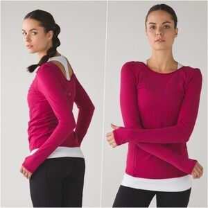 Lululemon Boat Neck Slim Long Sleeve Tee Berry size 10 NWOT